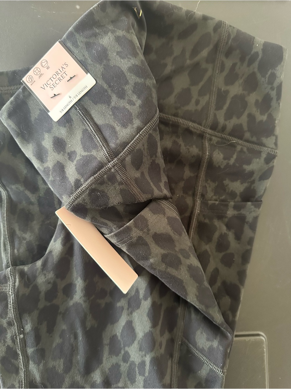 Victoria's Secret Black and Grey Leopard Print Leggings